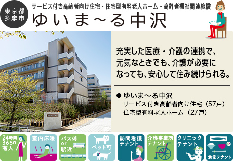 東京都多摩市 サービス付き高齢者向け住宅・住宅型有料老人ホーム・高齢者福祉関連施設 ゆいま〜る中沢