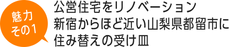 公営住宅をリノベーション新宿からほど近い山梨県都留市に住み替えの受け皿